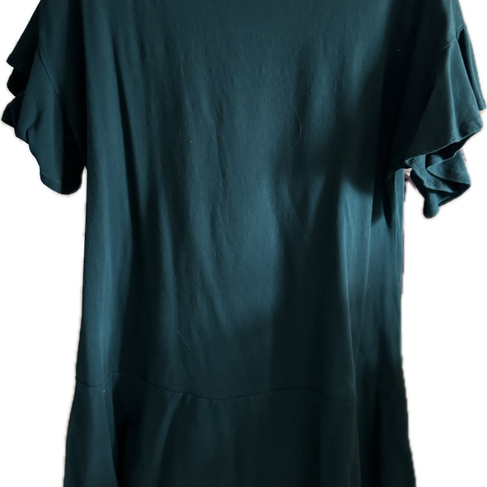 Green Ruffled Short Sleeve Polo Blouse